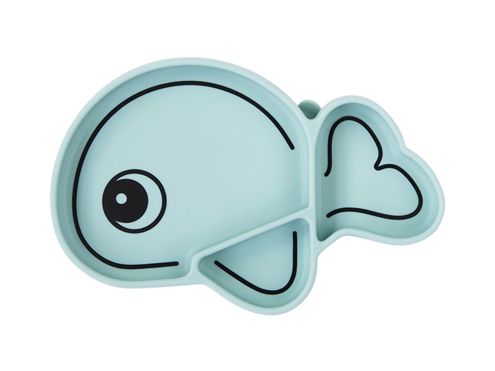 Assiette antidérapante silicone Baleine Wally bleu 1