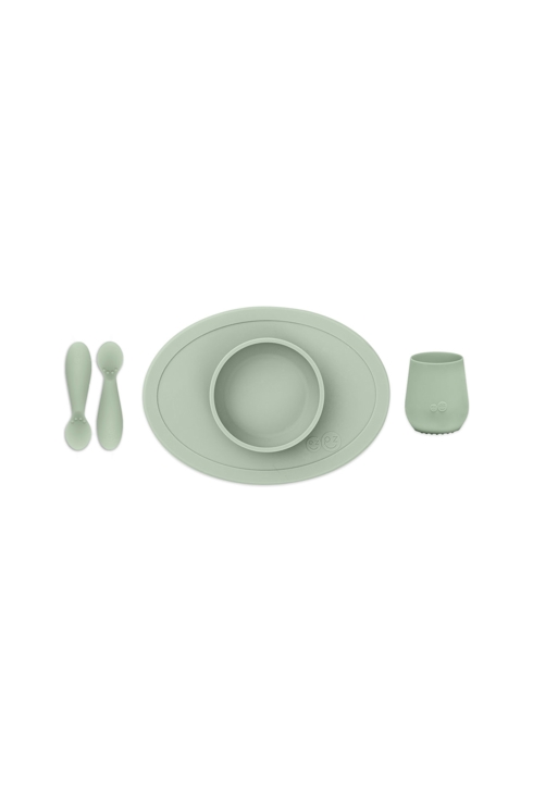 Coffret repas antidérapant first food vert pâle ezpz 1