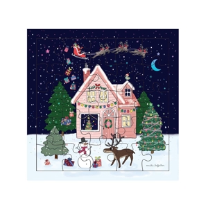 Carte Puzzle Joyeux Noël chalet 1