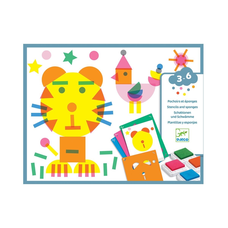 Djeco - Coffret Pochoirs et éponges Tape et Tape