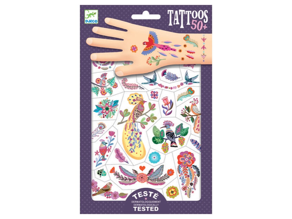 2 planches de tattoos Plume color Djeco 1