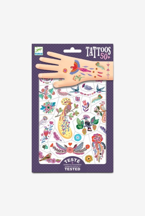 2 planches de tattoos Plume color Djeco 1