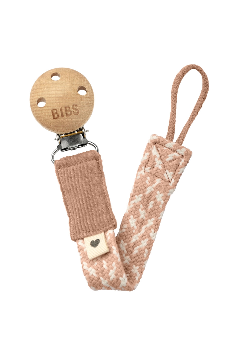Attache-sucette tressé rose poudré et ivoire BIBS 1