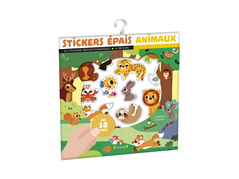 Pochette Stickers épais, animaux - Gründ 1
