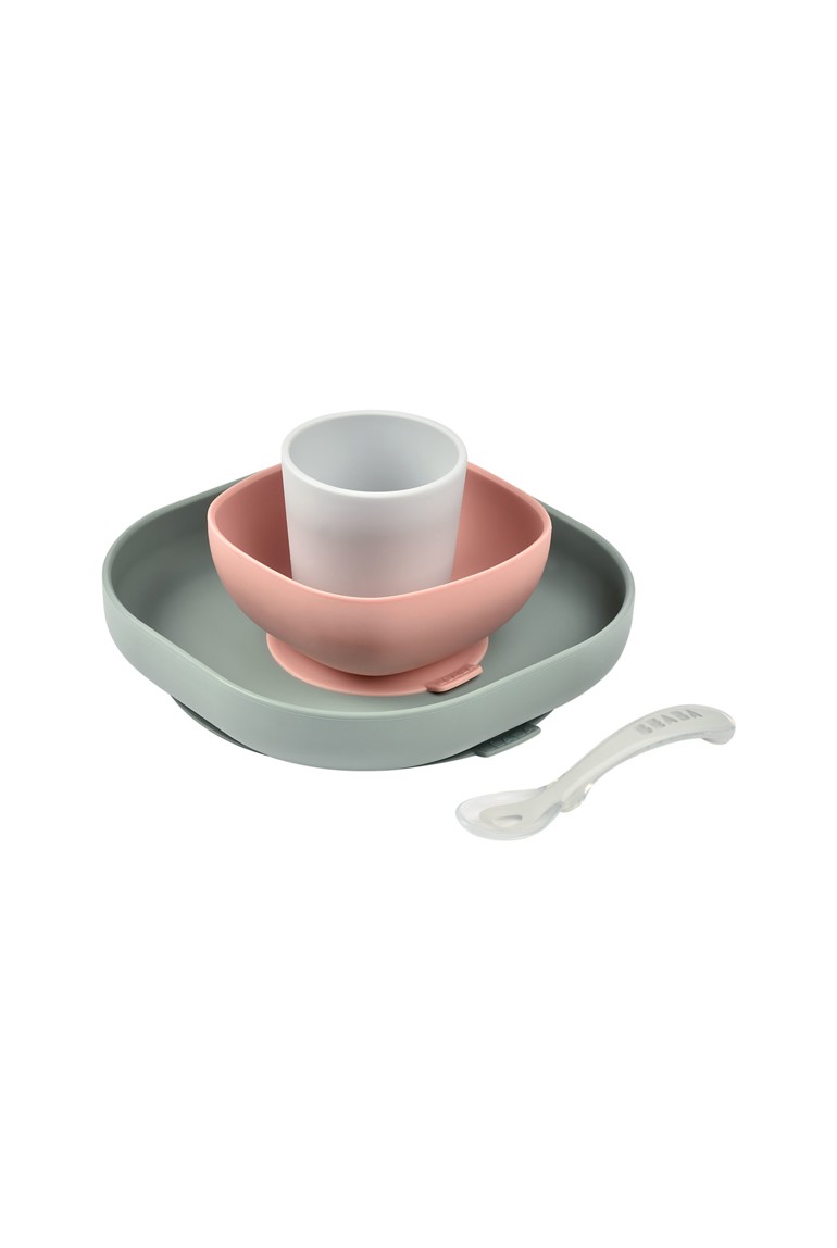 Coffret repas silicone 4 pièces Eucalyptus Beaba 1