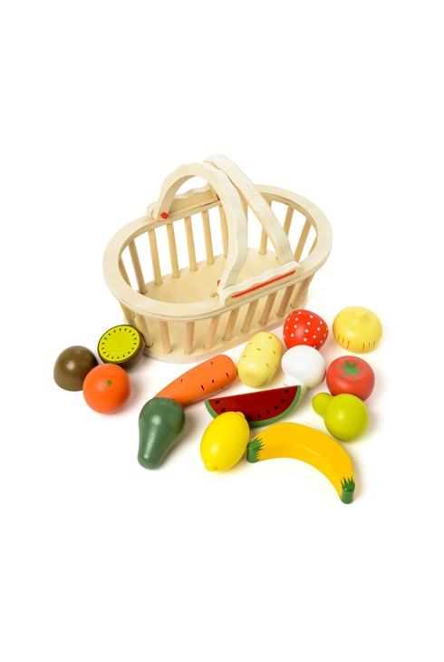 Panier de 13 fruits et légumes en bois Oxybul