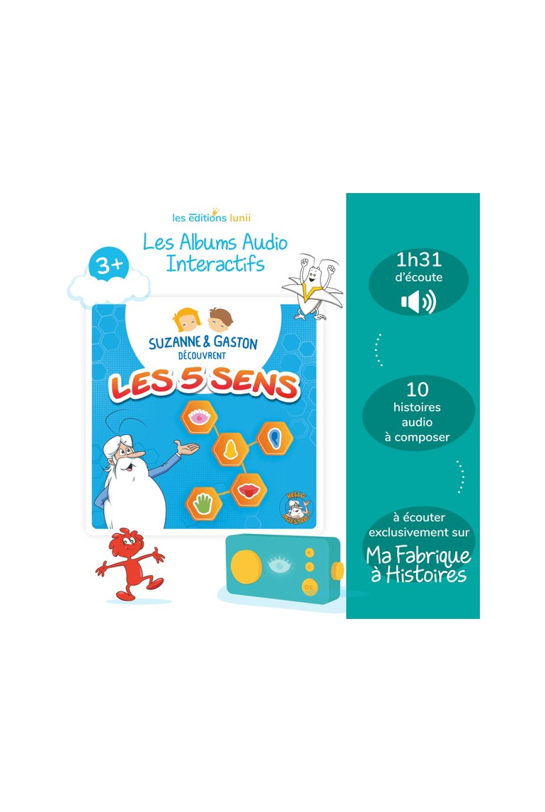 Album audio Suzanne et Gaston découvrent les 5 sens Lunii 1