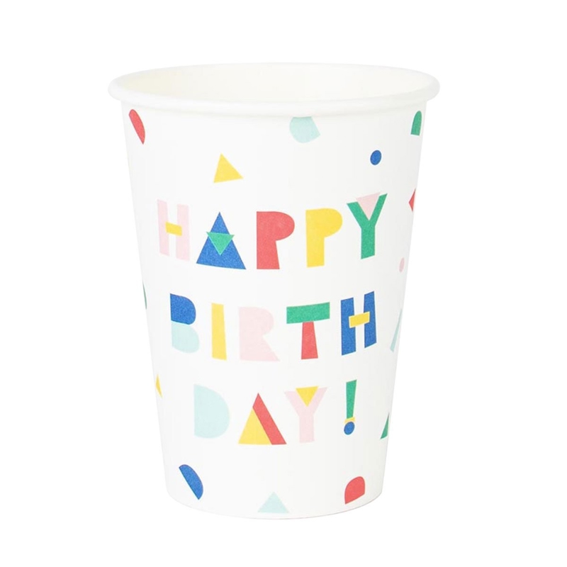 8 gobelets Happy Birthday