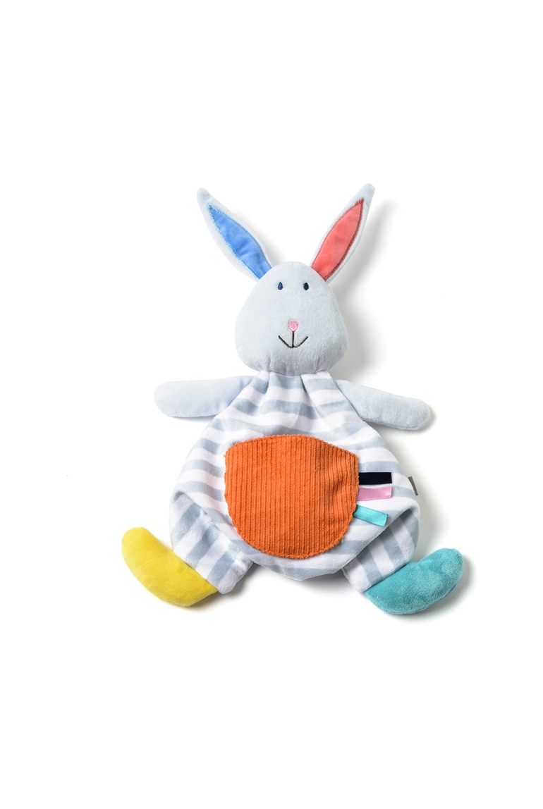 Doudou Lapin rayé gris Oxybul 1