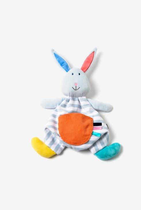 Doudou Lapin rayé gris Oxybul 1