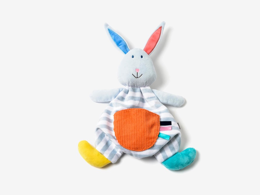 Doudou Lapin rayé gris Oxybul 1