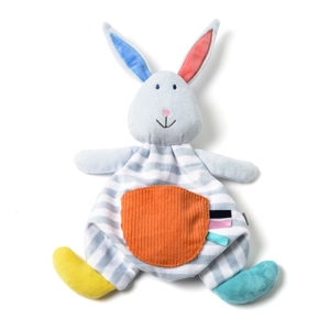 Doudou Lapin rayé gris Oxybul 1