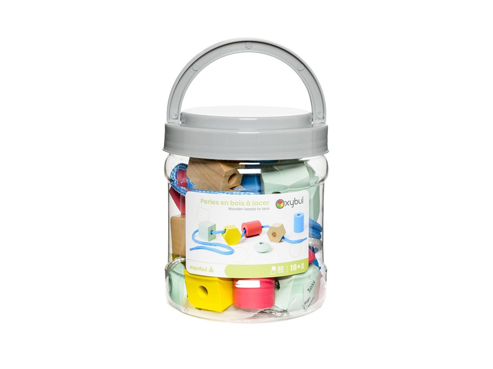 30 perles en bois à lacer Oxybul 1