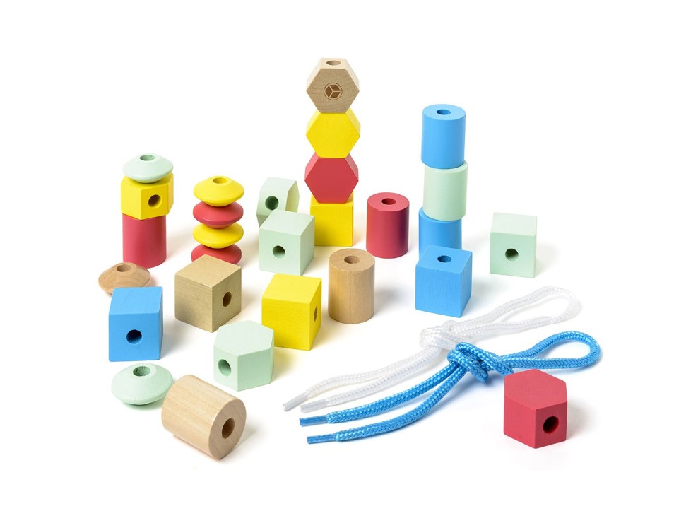 30 perles en bois à lacer Oxybul 2