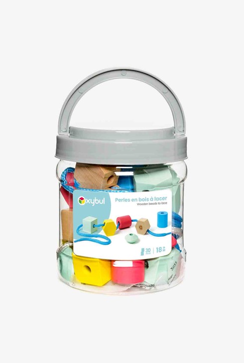 30 perles en bois à lacer Oxybul 1