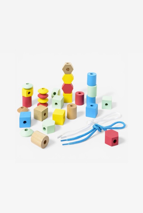 30 perles en bois à lacer Oxybul 2