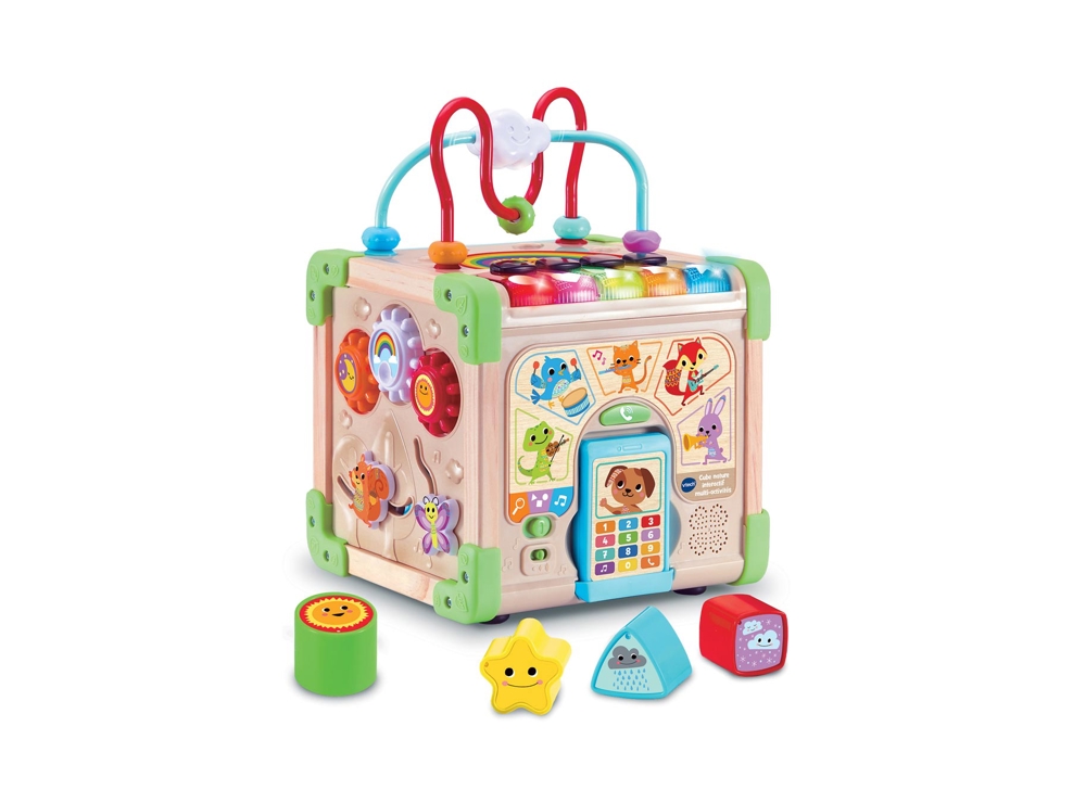 Cube nature interactif bois multi activités Vtech 1