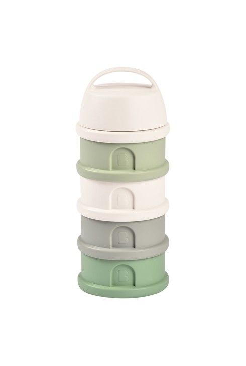 Boîte doseuse de lait empilable vert sauge et coton Beaba 1