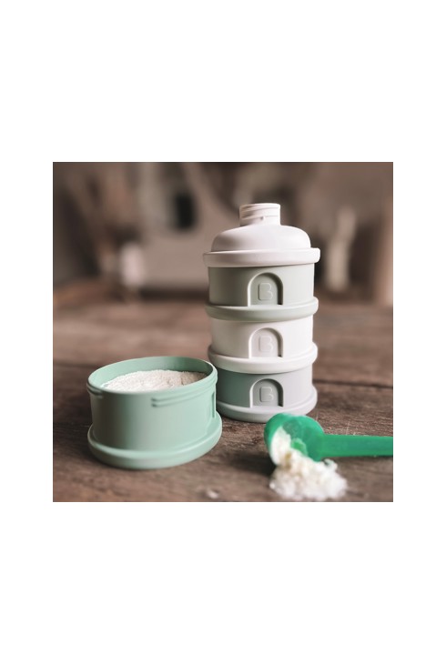 Boîte doseuse de lait empilable vert sauge et coton Beaba 1