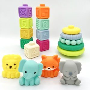 Set Pyramide et cubes à empiler et animaux Infantino 1