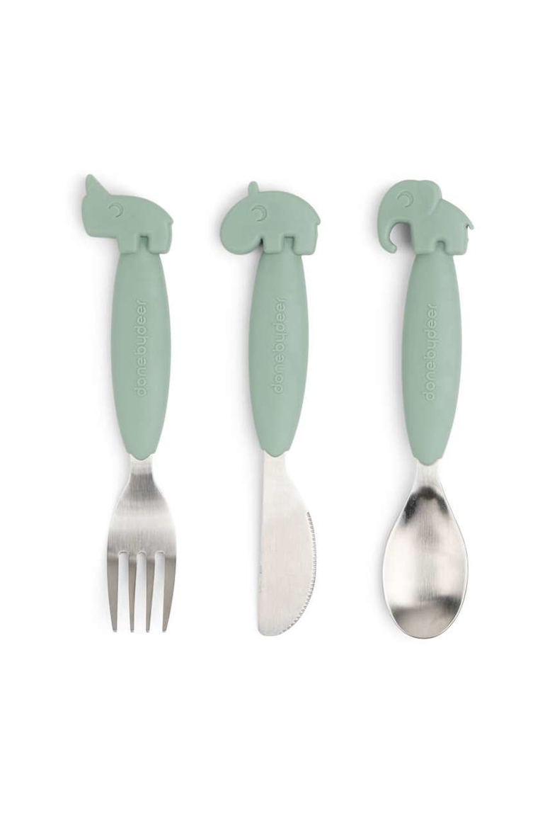 Lot de 3 couverts silicone vert Done by Deer 1