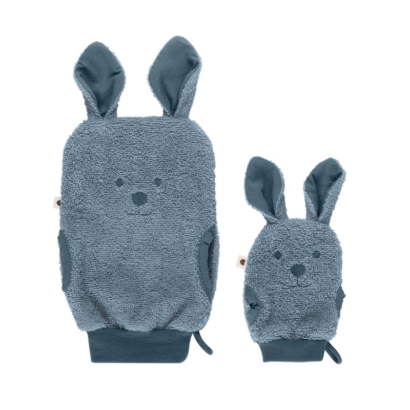 BIBS - Set de 2 gants de toilette parent-enfant Bleu pétrole BIBS - Dès la naissance - IDKids