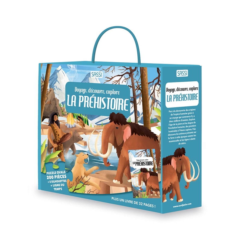 Sassi - Coffret Découverte puzzle et livre la préhistoire, Sassi - Dès 6 ans - IDKids