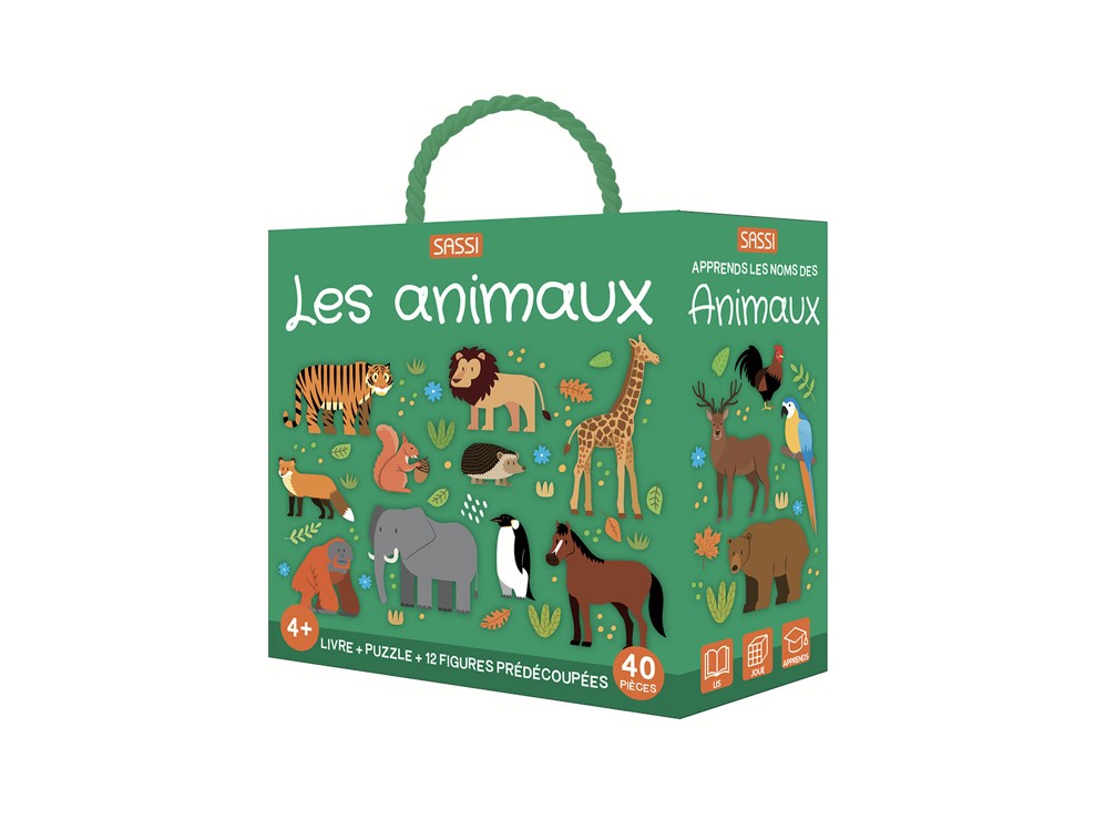 Puzzle et livre Animaux Coffret QBOX Sassi 1