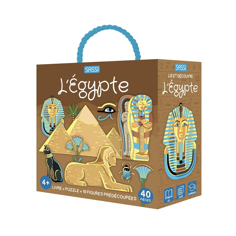 Coffret QBOX Puzzle et livre l'Egypte, Sassi -