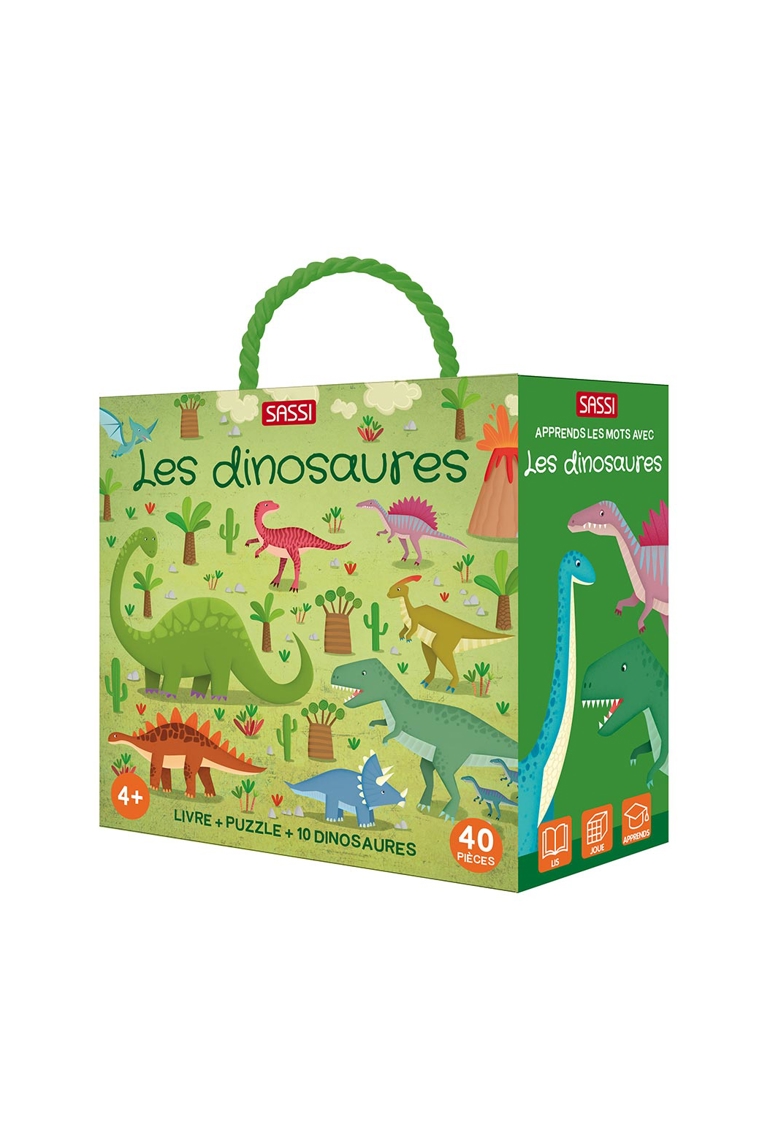Puzzle et livre les Dinos Coffret QBOX Sassi 1