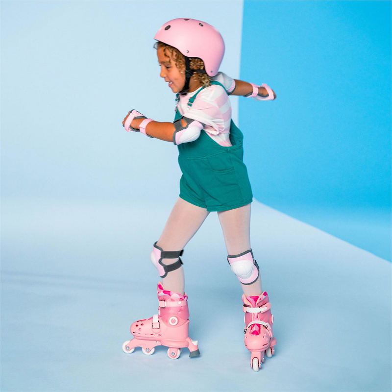 Yvolution - Rollers evolutifs Twista Skates roses avec protections 29/34, Yvolution