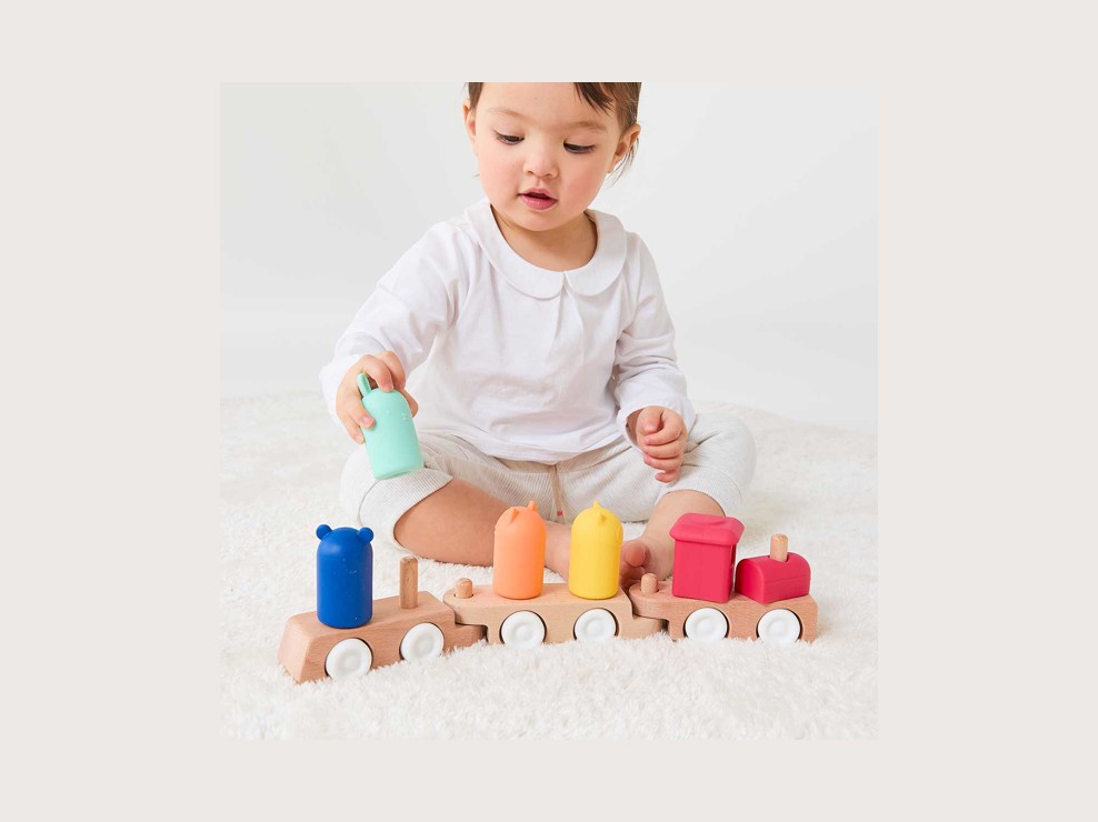 Train des 4 animaux en bois et silicone Oxybul 2