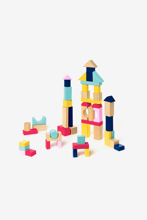 Baril boîte à formes et 75 blocs en bois Oxybul 1