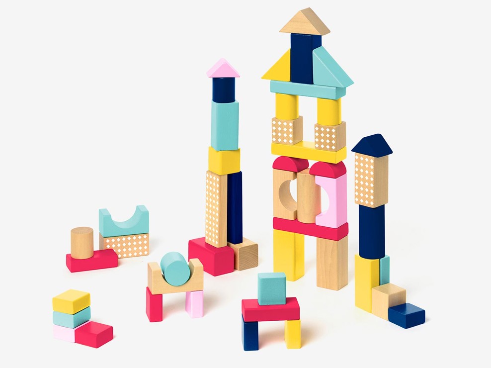 Baril boîte à formes et 75 blocs en bois Oxybul 1