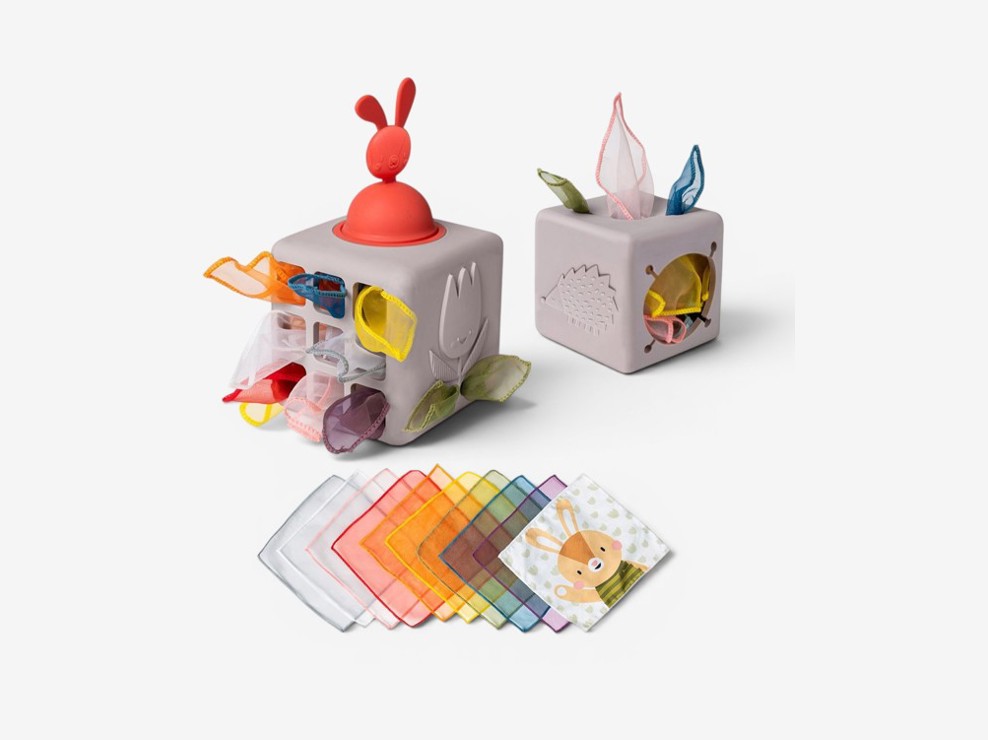 Cube boîte à lingettes et Pop Up Lapin Taf Toys 1