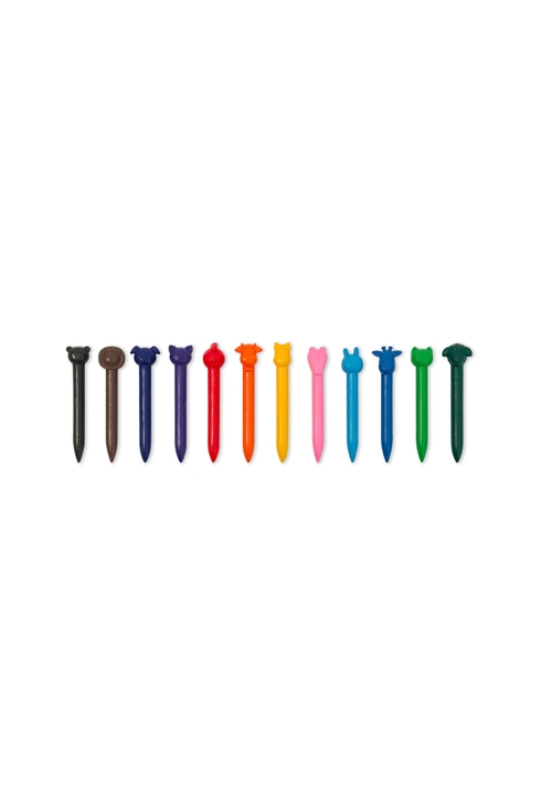 12 Crayons de cire animaux Oxybul