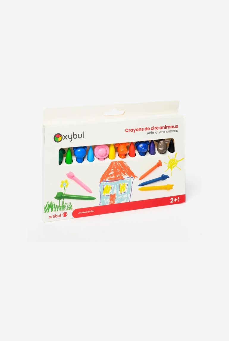 12 Crayons de cire animaux Oxybul 1