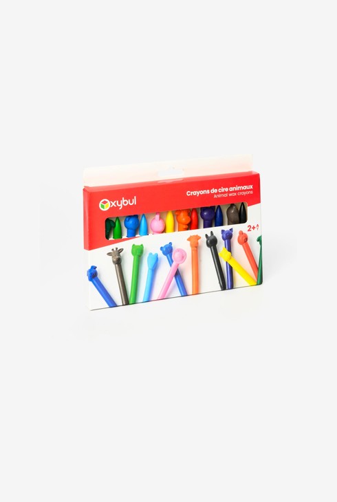 12 Crayons de cire animaux Oxybul 1