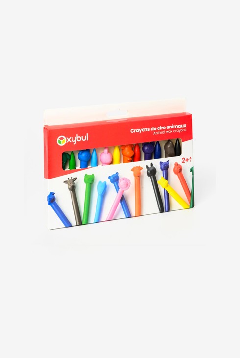 12 Crayons de cire animaux Oxybul 1