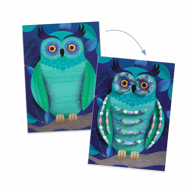 Djeco - Coffret Enfilage perles et fils chenilles Illuminer la nuit Djeco