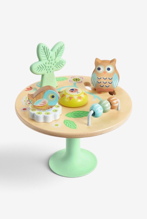 Petite table d'activités tournante en bois sur ventouse Baby Molti Djeco 1