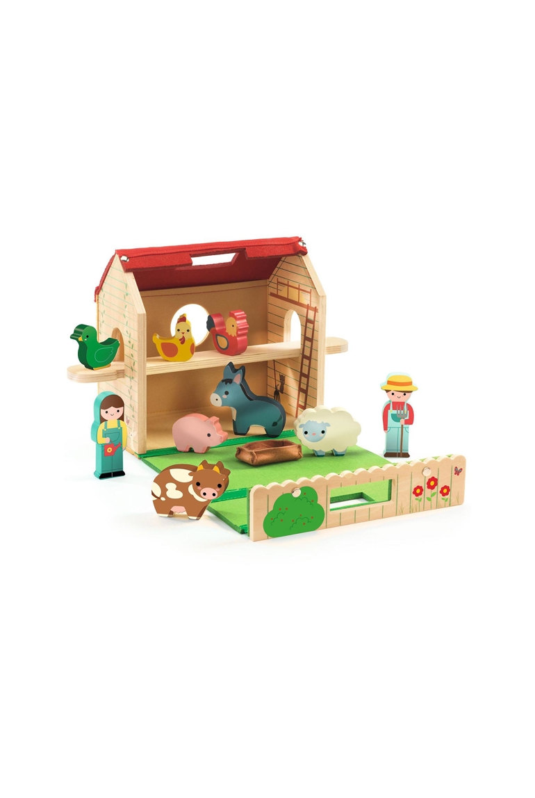 Première ferme nomade en feutrine et bois Softi Farm Djeco 1