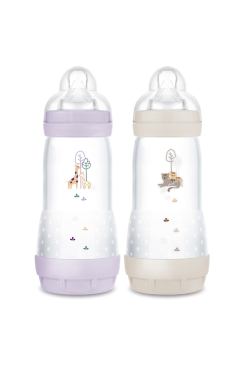 Lot bib Easy active anti colique 320 ml lilas et beige MAM 1