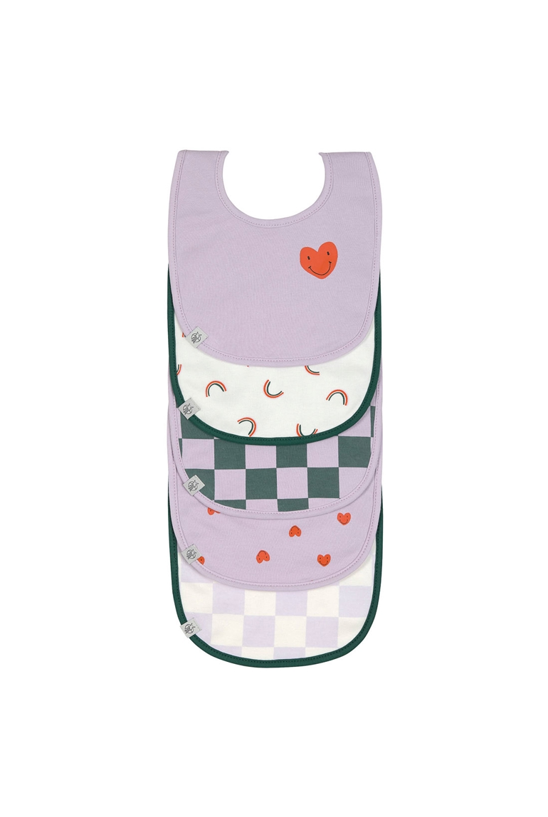 Lot de 5 bavoirs Happy rascals Heart orange LASSIG 1
