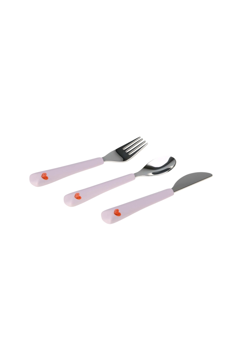 Lot de couverts 2ème age Happy rascals rose coeur orange LASSIG 1