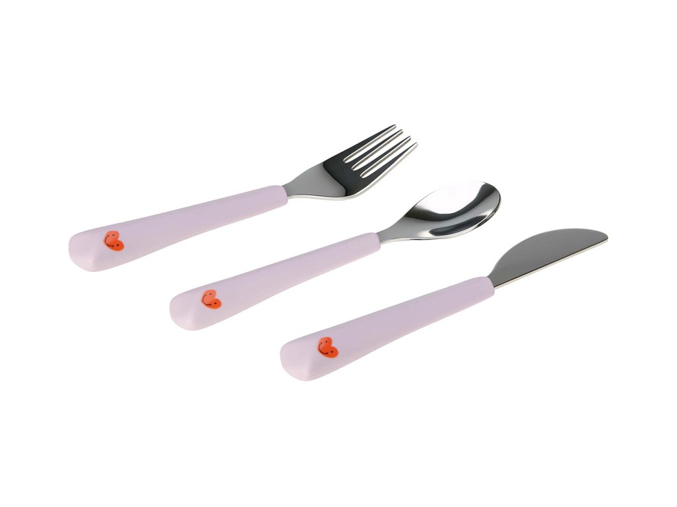 Lot de couverts 2ème age Happy rascals rose coeur orange LASSIG 1