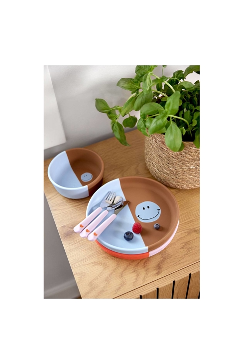 Assiette Happy rascals smile bleu LASSIG