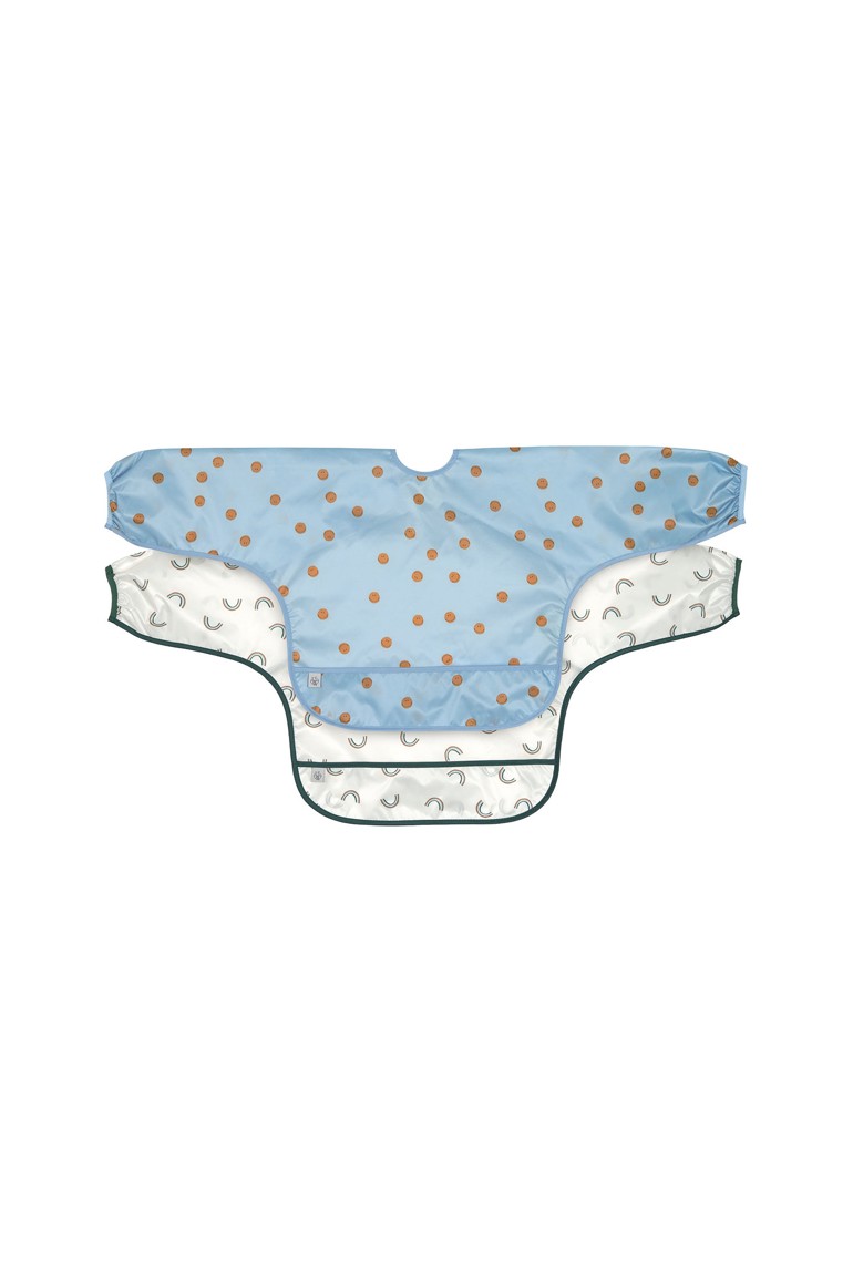 Lot de 2 bavoirs manches longues Happy rascals smile bleu LASSIG 1