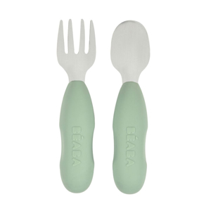 Lot de 2 pré-couverts inox - sage green BEABA 1