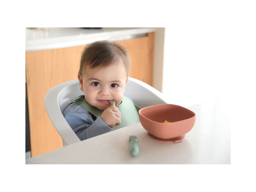 Lot de 2 pré-cuillères en silicone - vert et gris - sage green/velvet grey BEABA 2